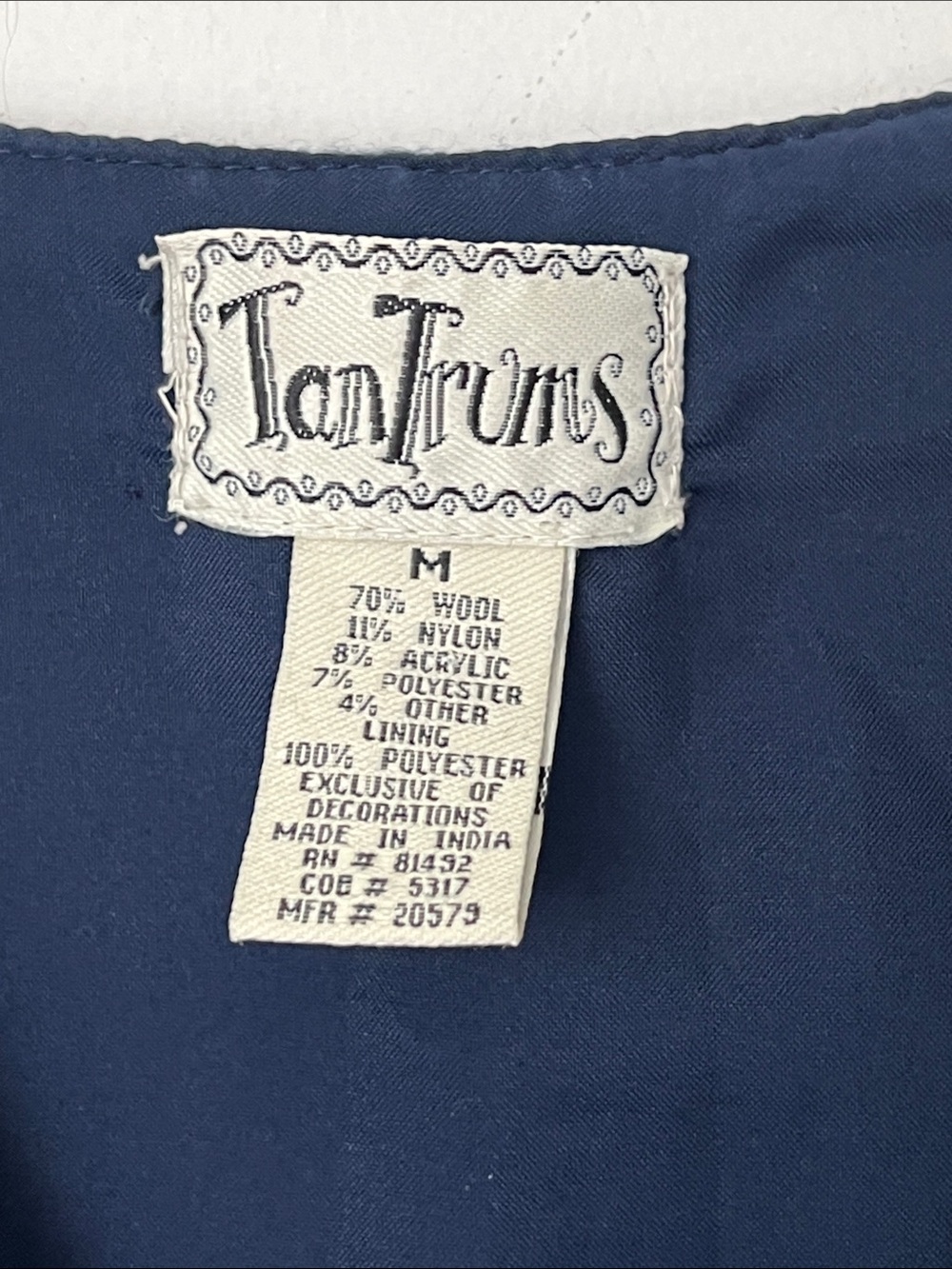 Tantrums Navy Floral Embroidered Button Front Sweater Vest - Picture 3 of 6